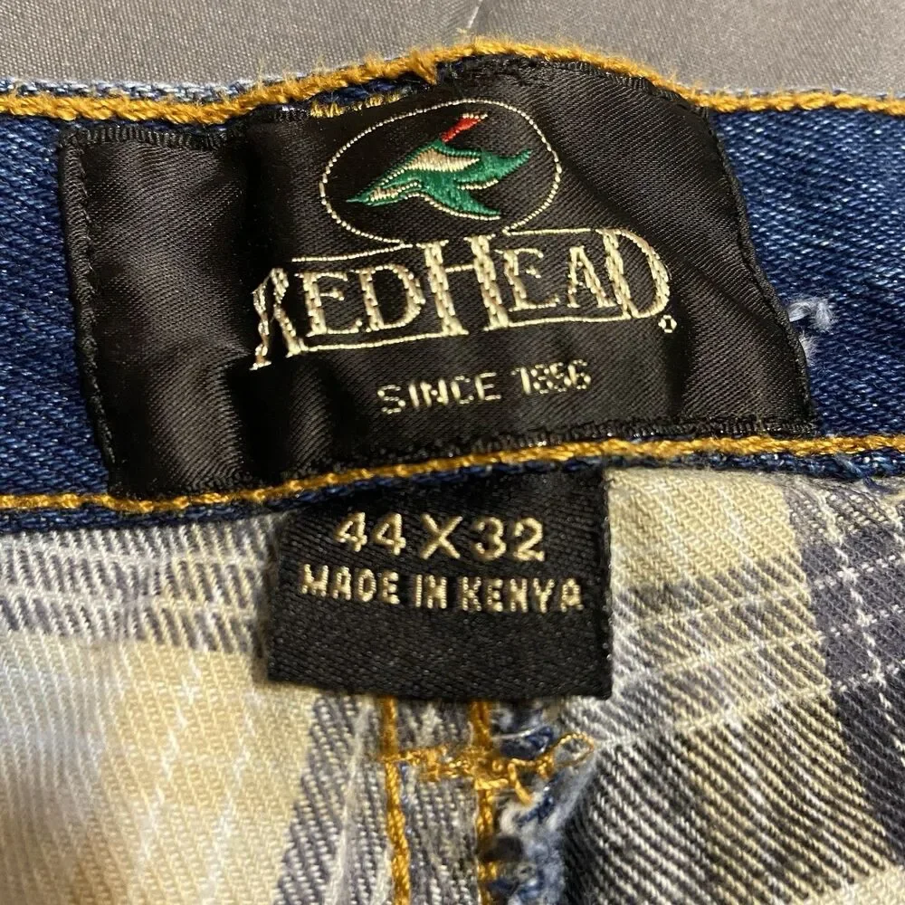 Men's Insulated Blue Jeans Heavy Denim Flannel RedHead 44x32 Work Jeans - Picture 3 of 5
